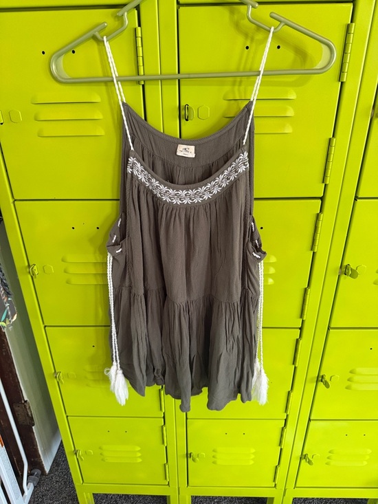 O'Neill Tops - O'Neill Olive Green Boho Embroidered Spaghetti Strap Camisole